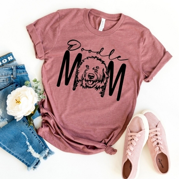 Hand Crafted Tops - Doodle Mom / Dog Mom Gift/ Dog Mama Tee